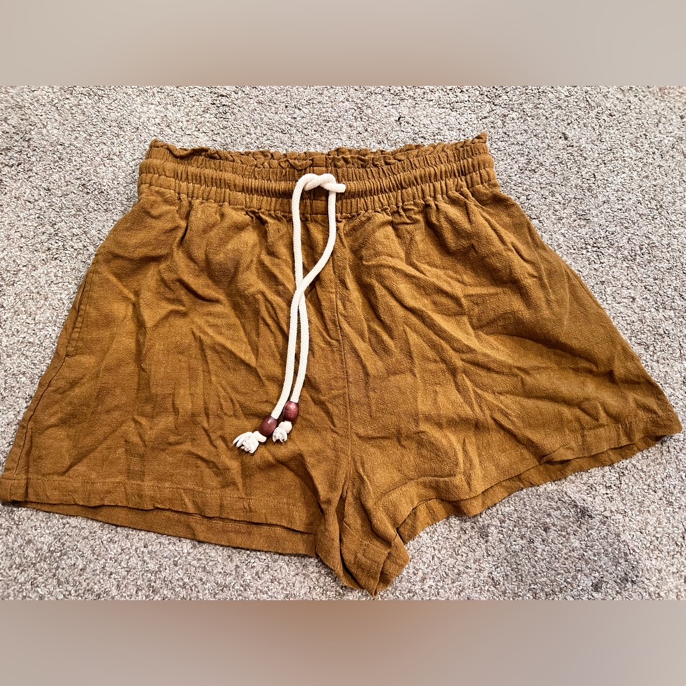 Zara Mustard Elastic Waist Shorts